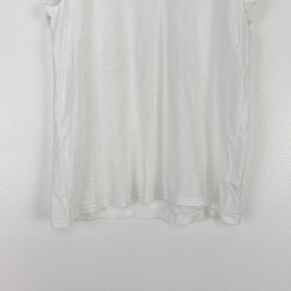 Nation LTD Paulette Ruffle Sleeve Tank Top Size M White Pima Cotton Slub Tee - Picture 5 of 16